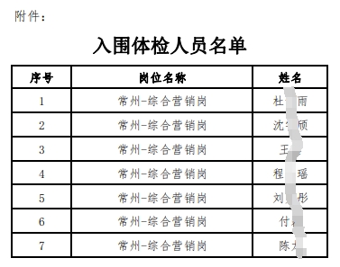 2024年江南农村商业银行校园招聘入围体检人员公布（9.24）