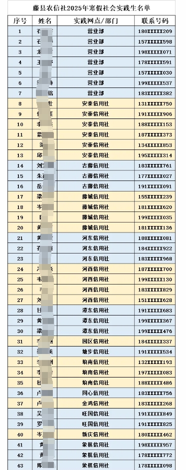 2025年藤县农信社寒假社会实践生名单公布